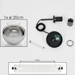 Suspension Verre Fumé-hofstein Suspension Verre 20 cm Koyoto Acier inoxydable, Noir, 1 lumière