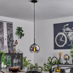 Suspension Verre Fumé-hofstein Suspension Verre 20 cm Koyoto Acier inoxydable, Noir, 1 lumière