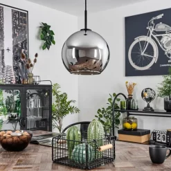 Suspension Verre Fumé-hofstein Suspension Verre 25 cm Koyoto Acier inoxydable, Noir, 1 lumière