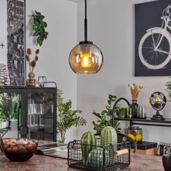 hofstein Suspension Verre 15 cm Koyoto Acier inoxydable, Noir, 1 lumière