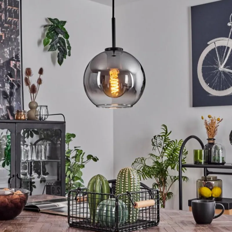 Suspension Verre Fumé-hofstein Suspension Verre 20 cm Koyoto Acier inoxydable, Noir, 1 lumière