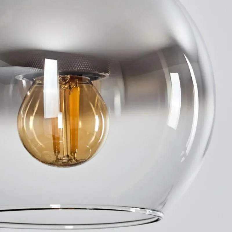 Suspension Verre Fumé-hofstein Suspension Verre 15 cm Koyoto Noir, Argenté, 1 lumière