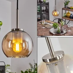 hofstein Suspension Verre 15 cm Koyoto Noir, Argenté, 1 lumière