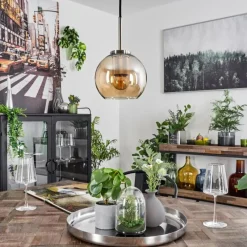 hofstein Suspension Verre 15 cm Koyoto Noir, Argenté, 1 lumière