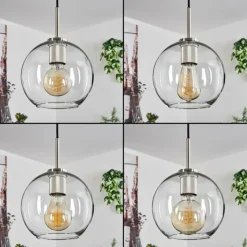 hofstein Suspension Verre 20 cm Koyoto Noir, Argenté, 1 lumière