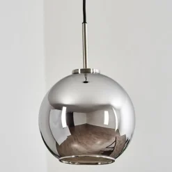 Suspension Verre Fumé-hofstein Suspension Verre 20 cm Koyoto Noir, Argenté, 1 lumière