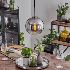 Suspension Verre Fumé-hofstein Suspension Verre 20 cm Koyoto Noir, Argenté, 1 lumière