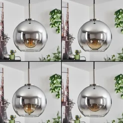 Suspension Verre Fumé-hofstein Suspension Verre 20 cm Koyoto Noir, Argenté, 1 lumière