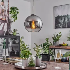 Suspension Verre Fumé-hofstein Suspension Verre 20 cm Koyoto Noir, Argenté, 1 lumière