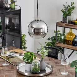 Suspension Verre Fumé-hofstein Suspension Verre 20 cm Koyoto Noir, Argenté, 1 lumière