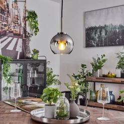 Suspension Verre Fumé-hofstein Suspension Verre 15 cm Koyoto Noir, Argenté, 1 lumière