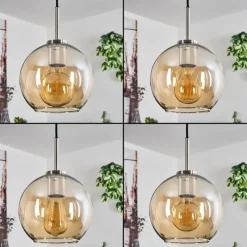 hofstein Suspension Verre 20 cm Koyoto Noir, Argenté, 1 lumière