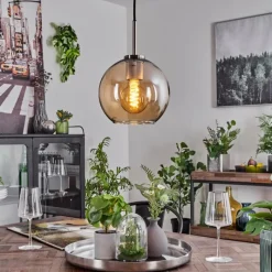 hofstein Suspension Verre 20 cm Koyoto Noir, Argenté, 1 lumière