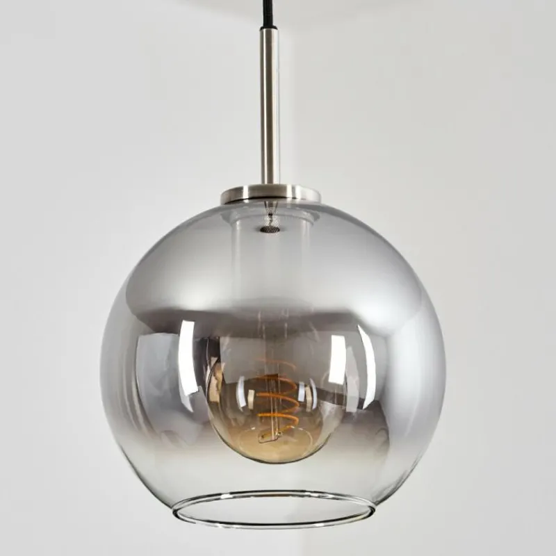 Suspension Verre Fumé-hofstein Suspension Verre 20 cm Koyoto Noir, Argenté, 1 lumière