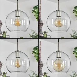 hofstein Suspension Verre 25 cm Koyoto Noir, Argenté, 1 lumière