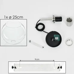 hofstein Suspension Verre 25 cm Koyoto Noir, Argenté, 1 lumière