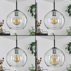 hofstein Suspension Verre 25 cm Koyoto Acier inoxydable, Noir, 1 lumière