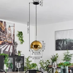 hofstein Suspension Verre 25 cm Koyoto Noir, Argenté, 1 lumière