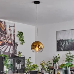 hofstein Suspension Verre 25 cm Koyoto Noir, Argenté, 1 lumière