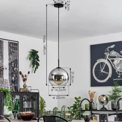 Suspension Verre Fumé-hofstein Suspension Verre 25 cm Koyoto Acier brossé, 1 lumière