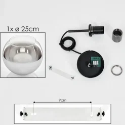 Suspension Verre Fumé-hofstein Suspension Verre 25 cm Koyoto Acier brossé, 1 lumière