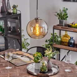 hofstein Suspension Verre 25 cm Koyoto Noir, Argenté, 1 lumière