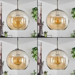 hofstein Suspension Verre 25 cm Koyoto Noir, Argenté, 1 lumière