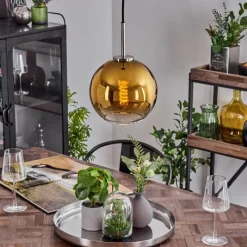 hofstein Suspension Verre 20 cm Koyoto Noir, Argenté, 1 lumière