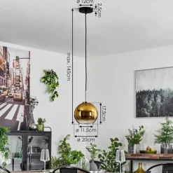 hofstein Suspension Verre 20 cm Koyoto Noir, Argenté, 1 lumière