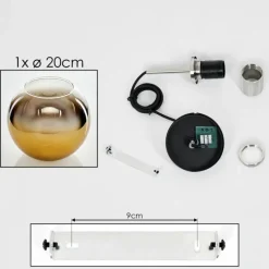 hofstein Suspension Verre 20 cm Koyoto Noir, Argenté, 1 lumière