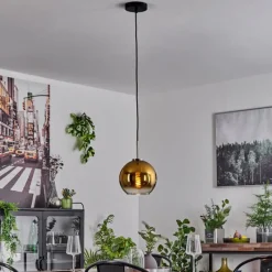 hofstein Suspension Verre 20 cm Koyoto Noir, Argenté, 1 lumière