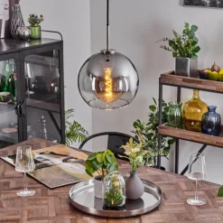 Suspension Verre Fumé-hofstein Suspension Verre 25 cm Koyoto Noir, Argenté, 1 lumière