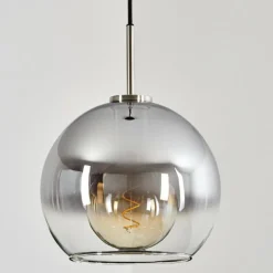 Suspension Verre Fumé-hofstein Suspension Verre 25 cm Koyoto Noir, Argenté, 1 lumière