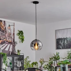 Suspension Verre Fumé-hofstein Suspension Verre 25 cm Koyoto Noir, Argenté, 1 lumière