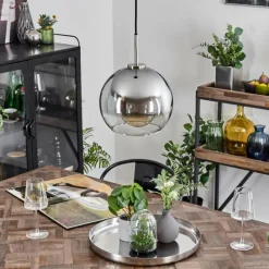 Suspension Verre Fumé-hofstein Suspension Verre 25 cm Koyoto Noir, Argenté, 1 lumière