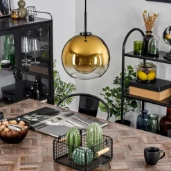 hofstein Suspension Verre 25 cm Koyoto Acier brossé, 1 lumière