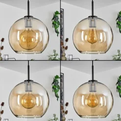 hofstein Suspension Verre 25 cm Koyoto Acier inoxydable, Noir, 1 lumière