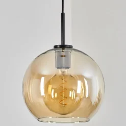 hofstein Suspension Verre 25 cm Koyoto Acier inoxydable, Noir, 1 lumière