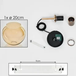 hofstein Suspension Verre 20 cm Koyoto Acier inoxydable, Noir, 1 lumière