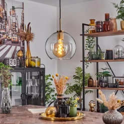 hofstein Suspension Verre 25 cm Koyoto Or, Noir, 1 lumière