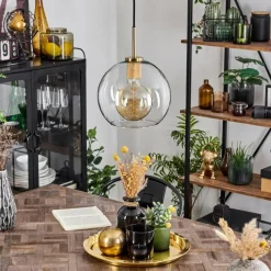 hofstein Suspension Verre 25 cm Koyoto Or, Noir, 1 lumière