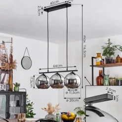 Suspension Verre Fumé-hofstein Suspension Verre 20 cm Koyoto Fumé, 3 lumières