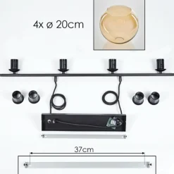 hofstein Suspension Verre 20 cm Koyoto Ambre, 4 lumières