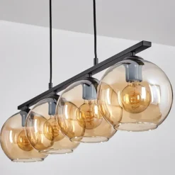 hofstein Suspension Verre 20 cm Koyoto Ambre, 4 lumières