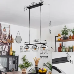 Suspension Verre Fumé-hofstein Suspension Verre 15 cm Koyoto Chrome, Clair, Fumé, 3 lumières