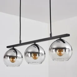 Suspension Verre Fumé-hofstein Suspension Verre 15 cm Koyoto Chrome, Clair, Fumé, 3 lumières