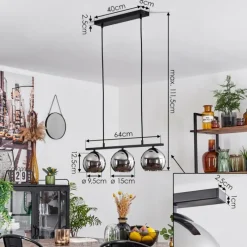 hofstein Suspension Verre 15 cm Koyoto Chrome, 3 lumières