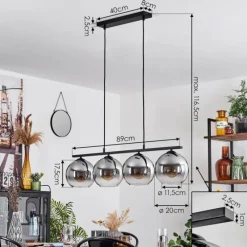 Suspension Verre Fumé-hofstein Suspension Verre 20 cm Koyoto Fumé, 4 lumières