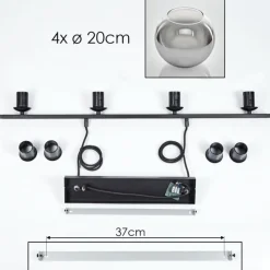 Suspension Verre Fumé-hofstein Suspension Verre 20 cm Koyoto Fumé, 4 lumières