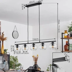 hofstein Suspension Verre 15 cm Koyoto Clair, 5 lumières